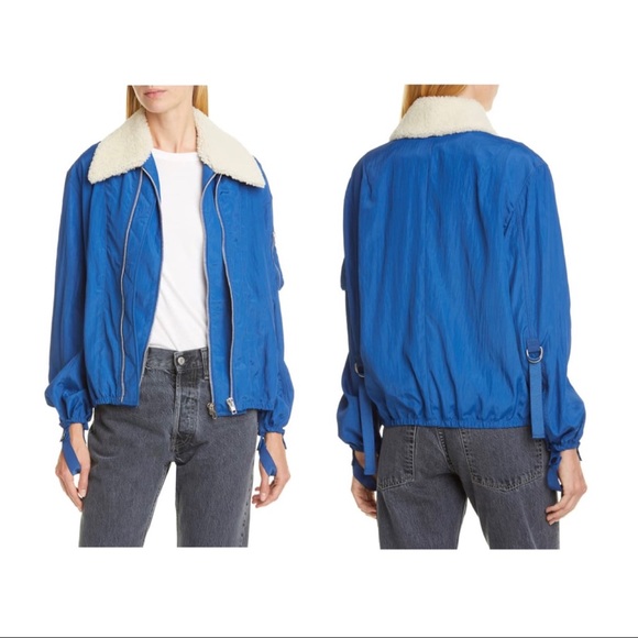Helmut Lang Genuine Shearling Collar Bomber Jacket - Picture 11 of 12